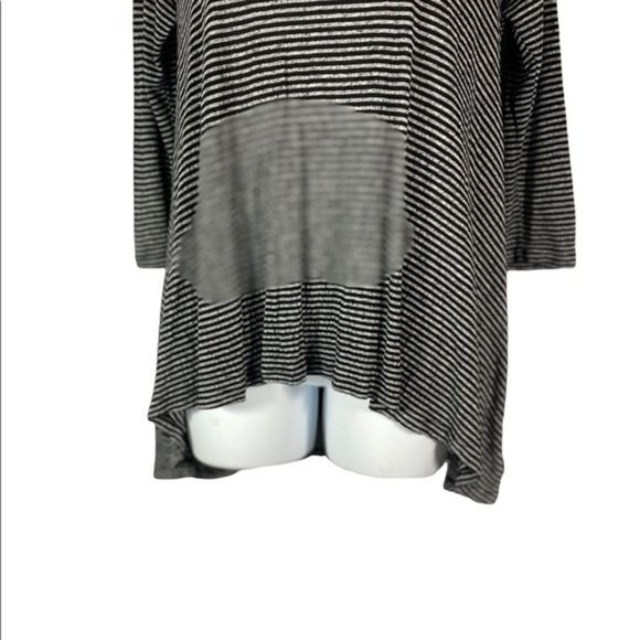 Anthropologie Postmark XS Top Black White Stripe Long Sleeve High Low‎ Stretchy - Picture 3 of 7